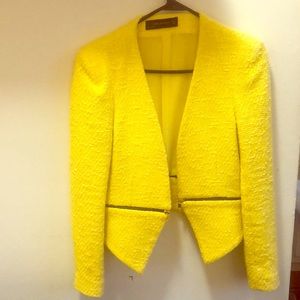 Zara Tweed yellow blazer with zipper!